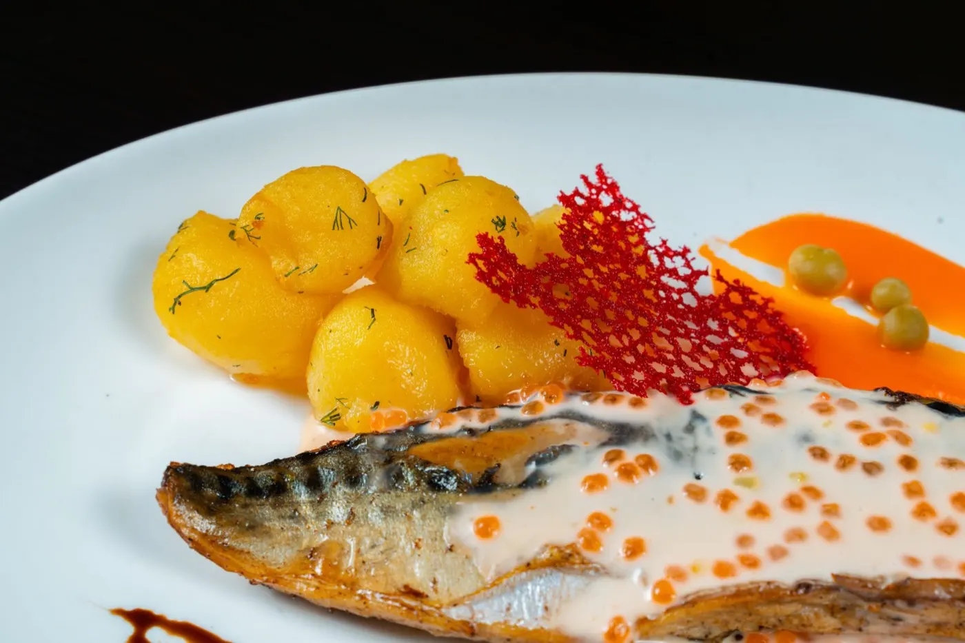 Pesce alla griglia impiattato